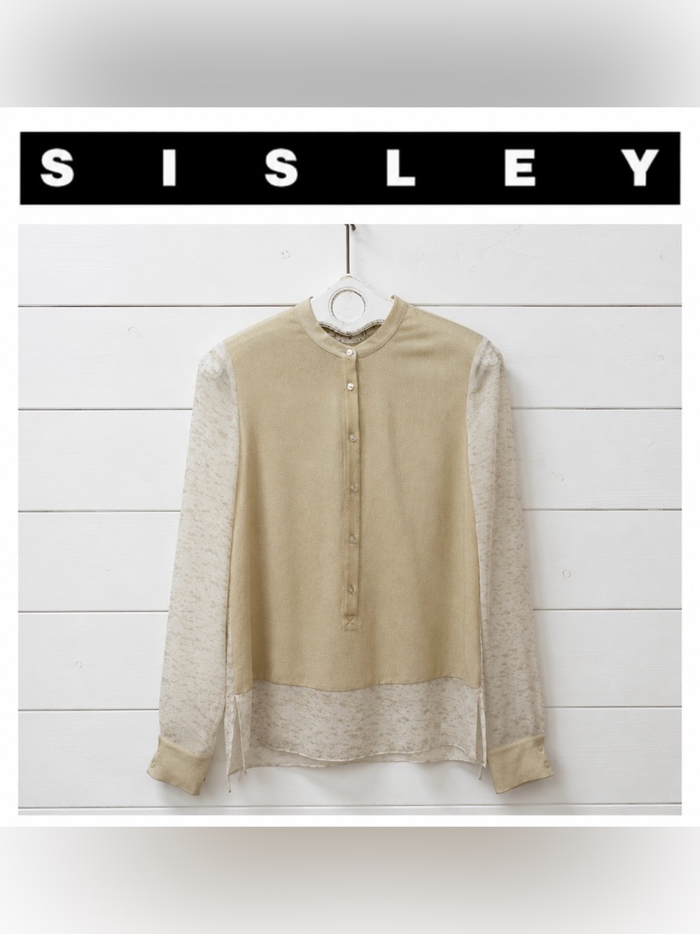 Sisley – Cream & Gold Sheer Layered Blouse – Estimated Size S
